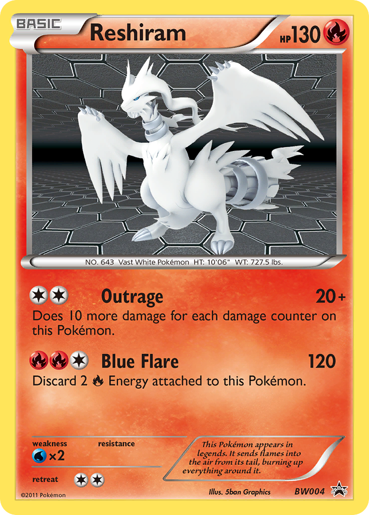 Reshiram BW04 BW Black Star Promos