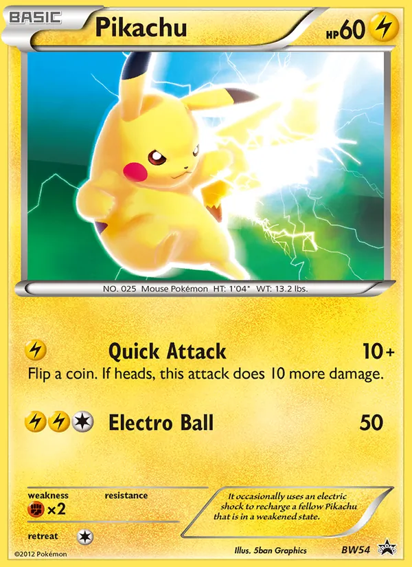 Pikachu BW54 BW Black Star Promos