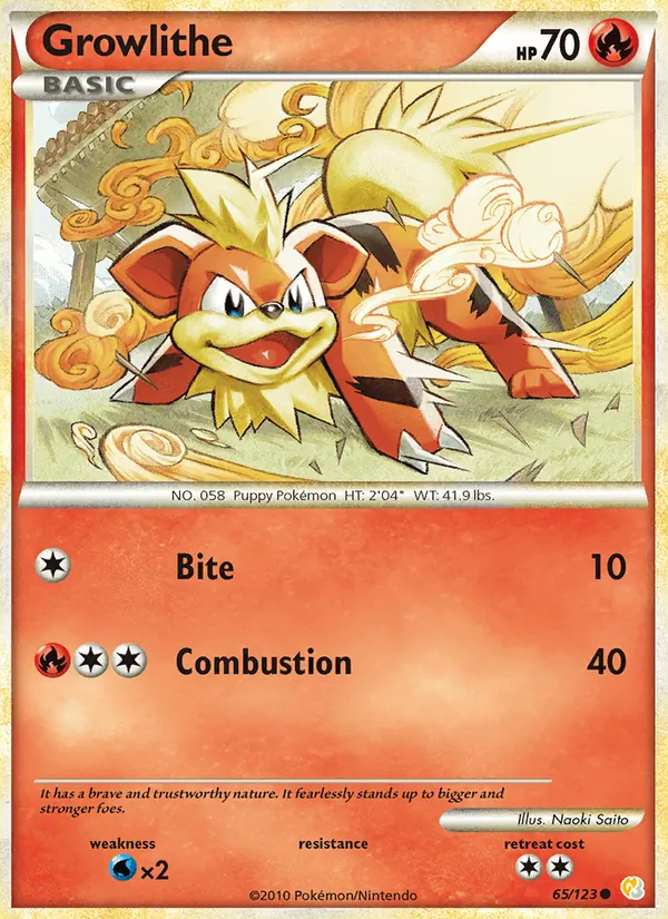 Growlithe 65/123 HeartGold SoulSilver