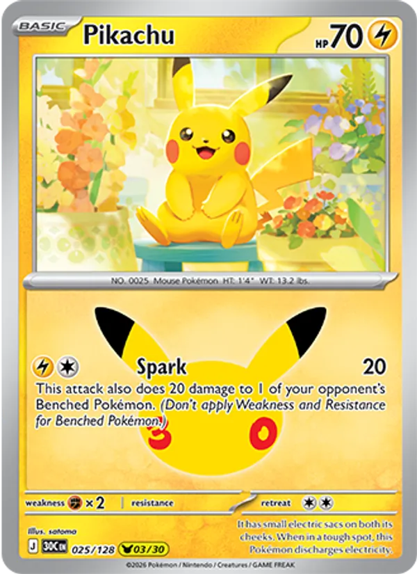 Pikachu 025/128 30th Celebration