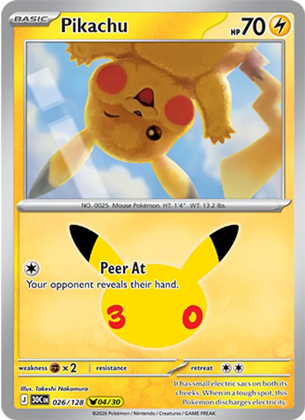 Pikachu 026/128 30th Celebration