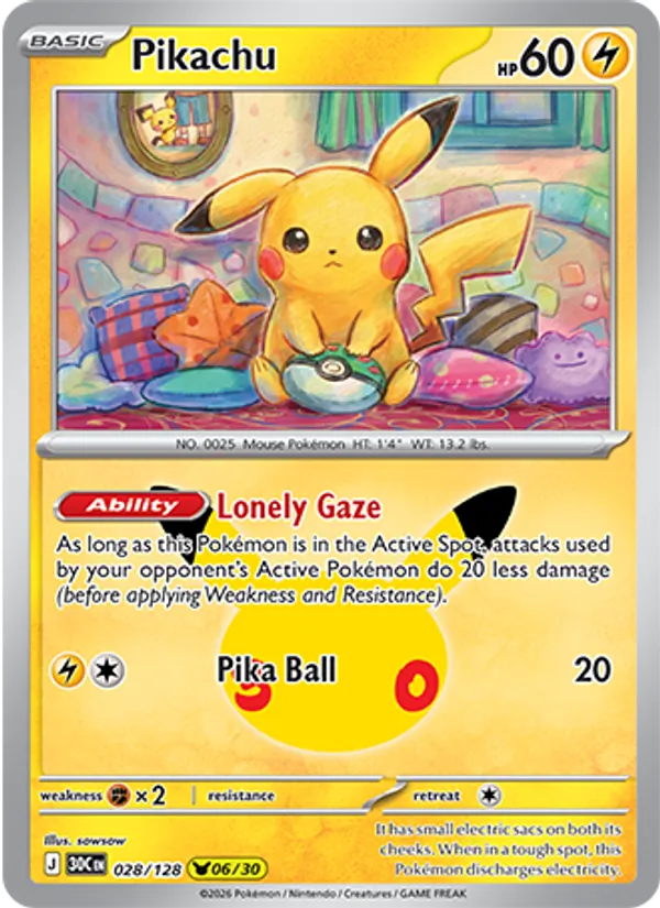 Pikachu 028/128 30th Celebration