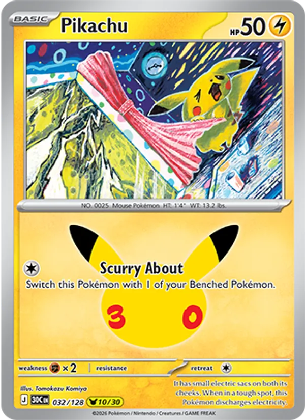 Pikachu 032/128 30th Celebration