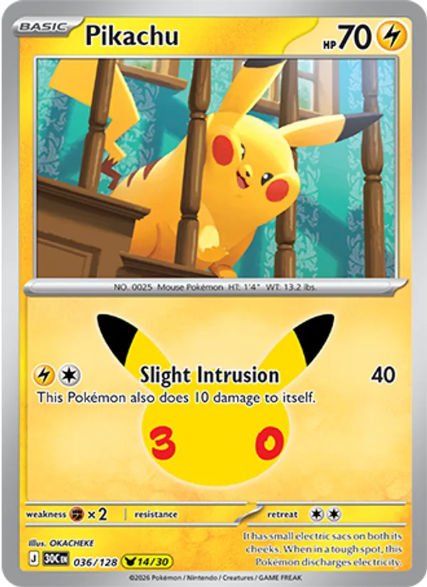 Pikachu 036/128 30th Celebration
