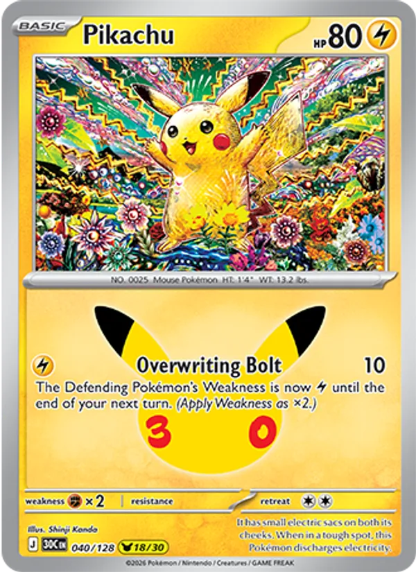 Pikachu 040/128 30th Celebration