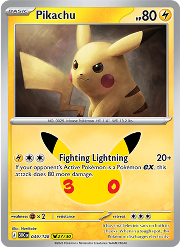 Pikachu 049/128 30th Celebration