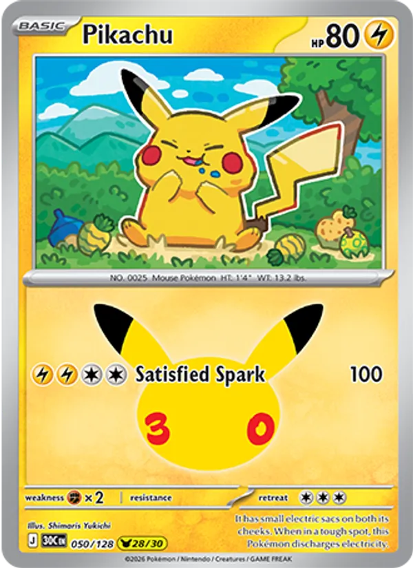 Pikachu 050/128 30th Celebration