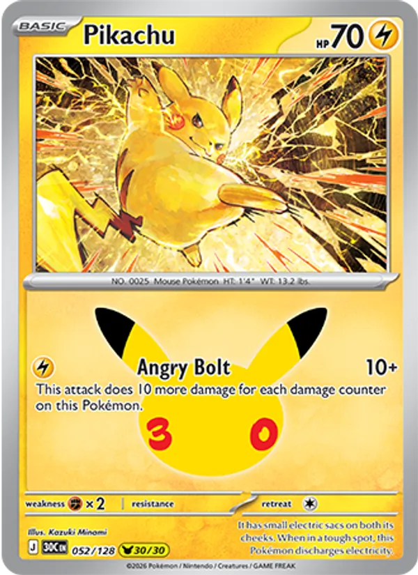 Pikachu 052/128 30th Celebration