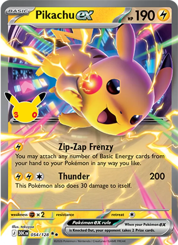 Pikachu ex 054/128 30th Celebration