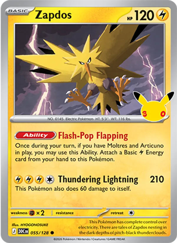 Zapdos 055/128 30th Celebration