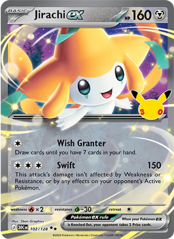 Jirachi ex 102/128 30th Celebration