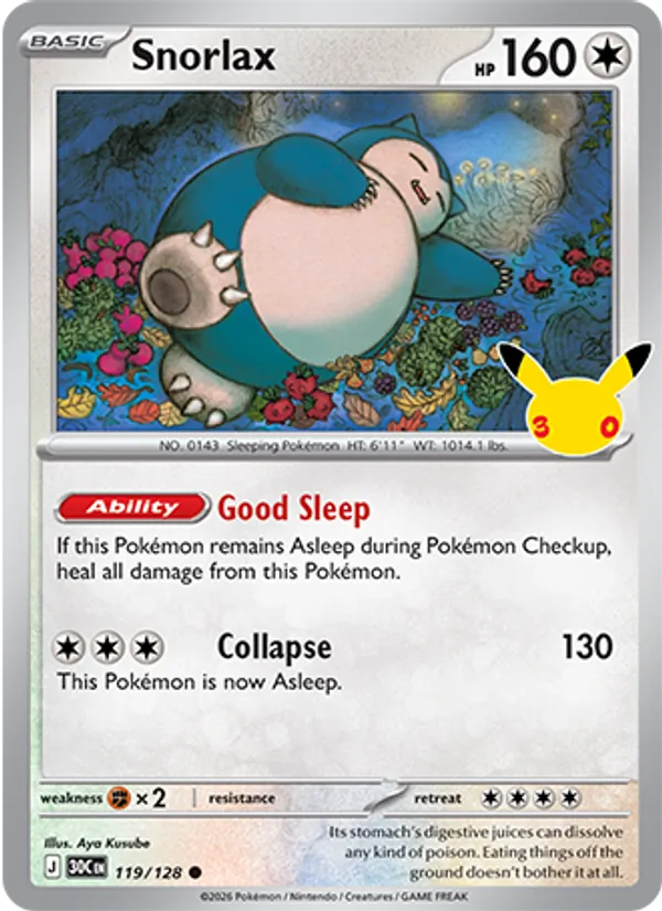 Snorlax 119/128 30th Celebration