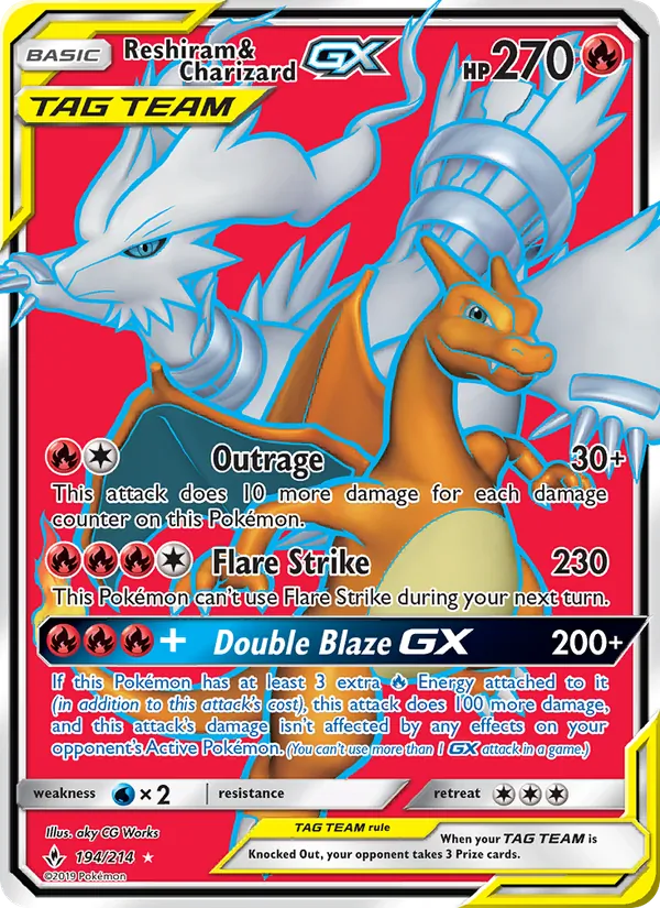 Reshiram & Charizard GX 194/214 Unbroken Bonds