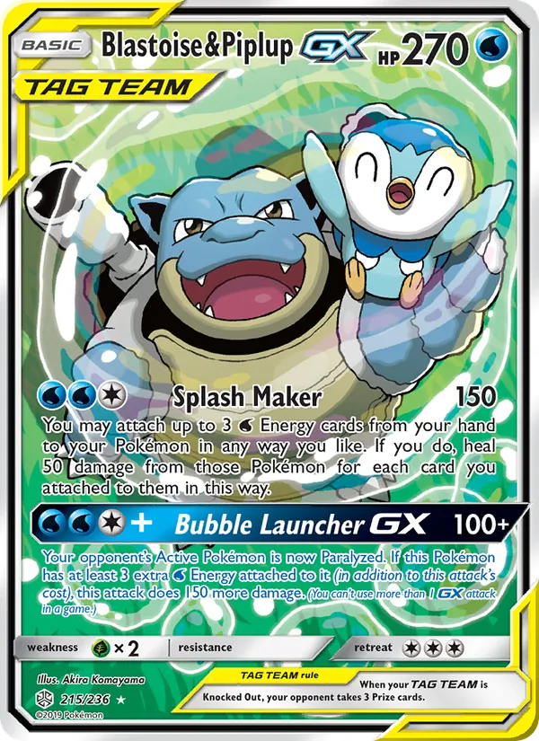 Blastoise & Piplup GX 215/236 Cosmic Eclipse