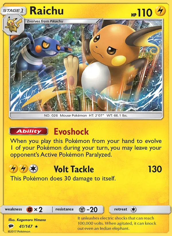 Raichu 41/147 Burning Shadows