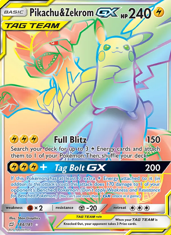Pikachu & Zekrom GX 184/181 Team Up