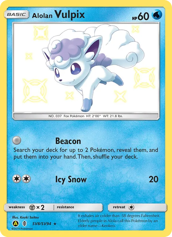 Alolan Vulpix SV8 Hidden Fates Shiny Vault