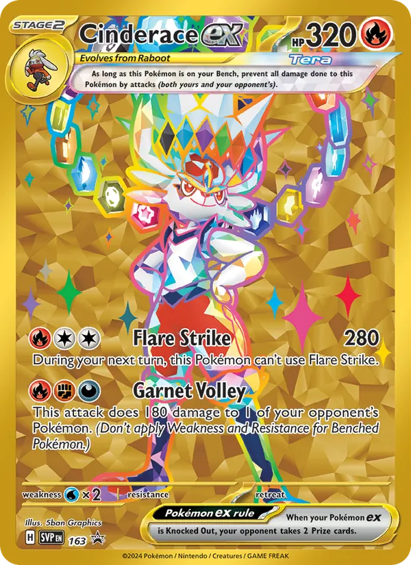 Cinderace ex 163/225 SVP Black Star Promos