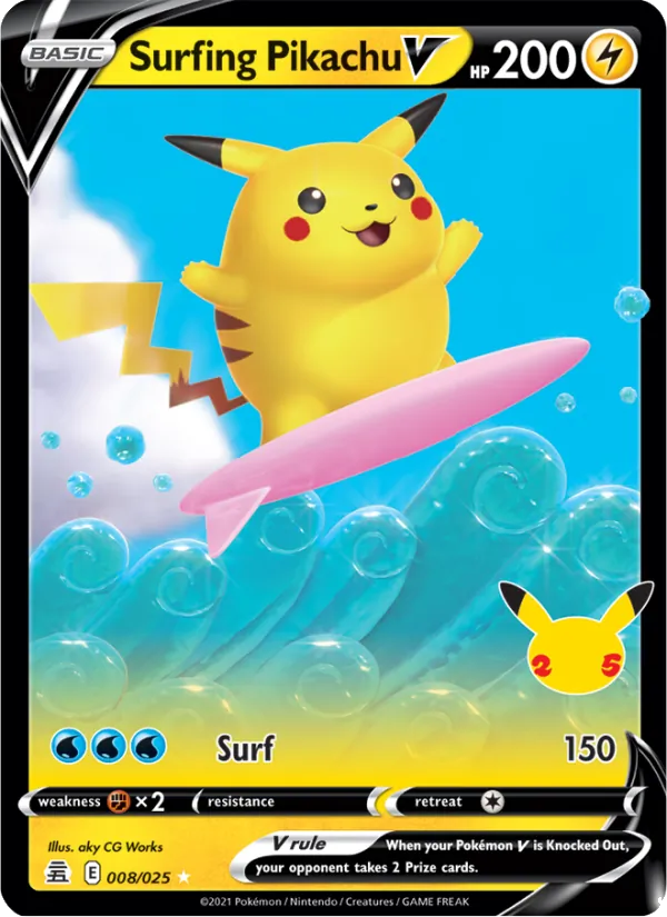 Surfing Pikachu V 8/25 Celebrations