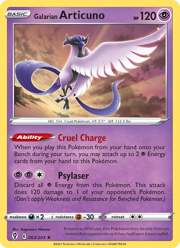 Galarian Articuno 63/203 Evolving Skies